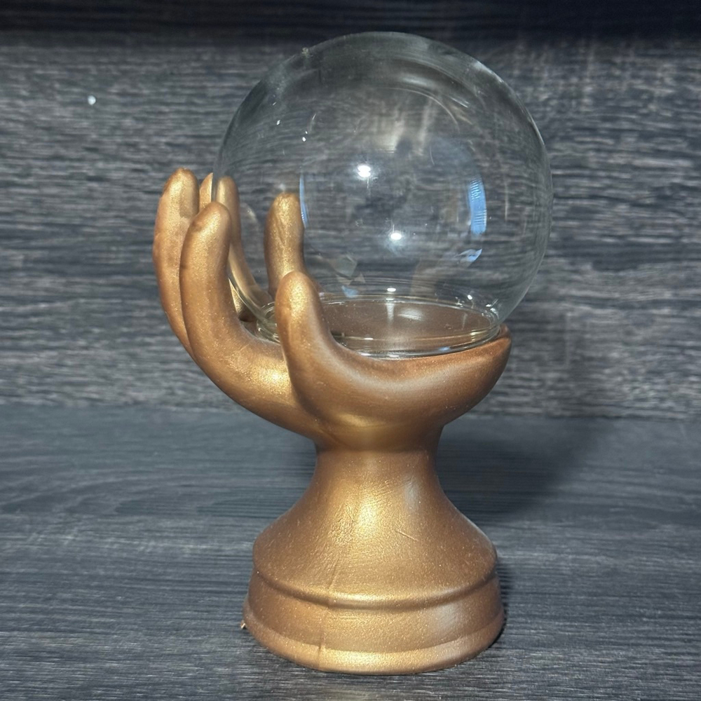 Gold Hand Crystal Ball Holder — With Glass Orb